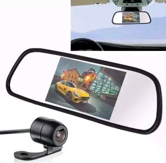 Retrovisor tela lcd + câmera de ré 