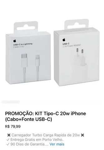 Promoção Carregador de iPhone 20w USB-C TURBO Original - Entrega GRÁTIS 24hrs - Foto 2