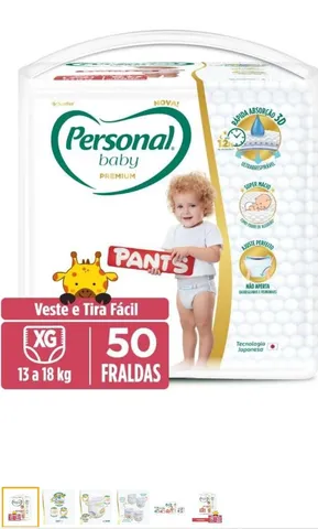 Kit 3 Pacotes Fralda Descartável Personal Xxg C/ 150 Tiras