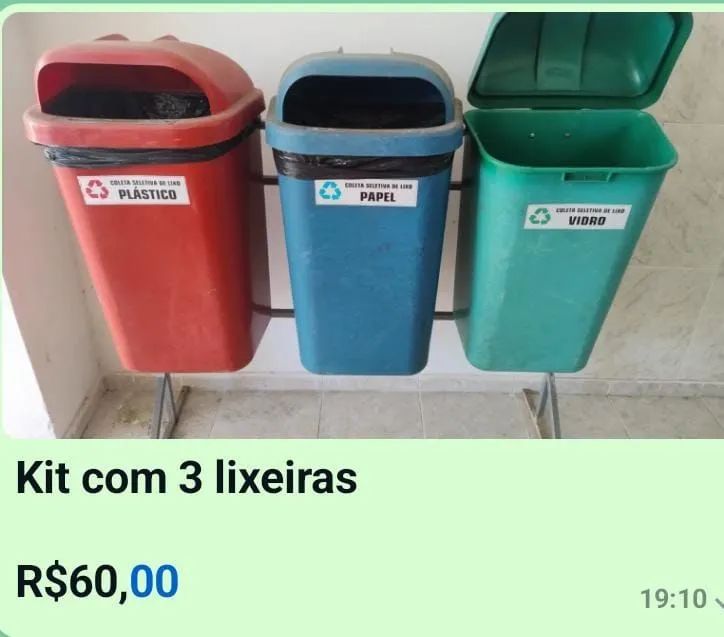 Kit com 4 Lixeiras para Coleta Seletiva - Foto 2