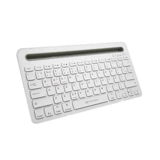  Teclado Sem Fio Bluetooth/USB C3Tech K-BT100WH Branco Recarregável - WZetta
