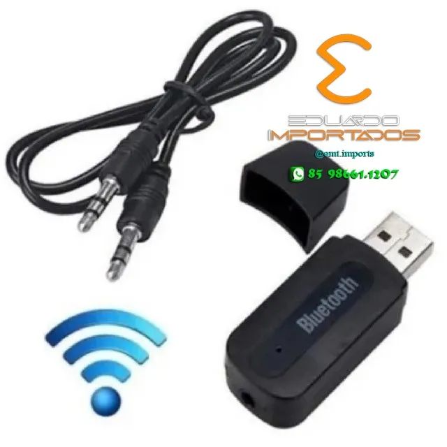 Receptor adaptador Bluetooth Usb com cabo P2 áudio Stereo