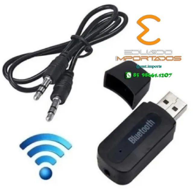 Receptor adaptador Bluetooth Usb com cabo P2 áudio Stereo