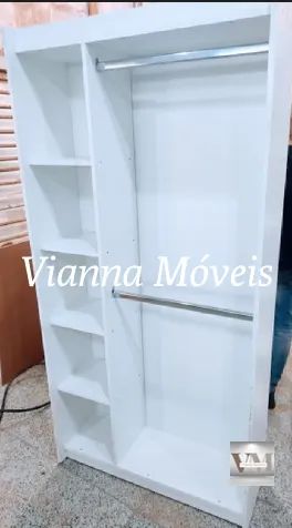 2 Cabideiros Duplos + 1 Cabideiro Duplo com Prateleiras Lateral - MDF - Foto 3