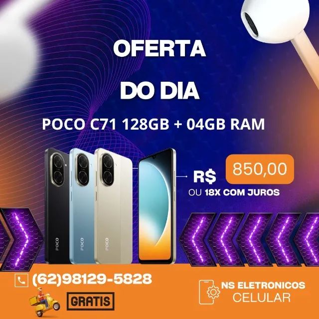 Celular Xiaomi Poco c71 NFC 128GB + 04GB RAM Lacrado Global Entregamos Garantia
