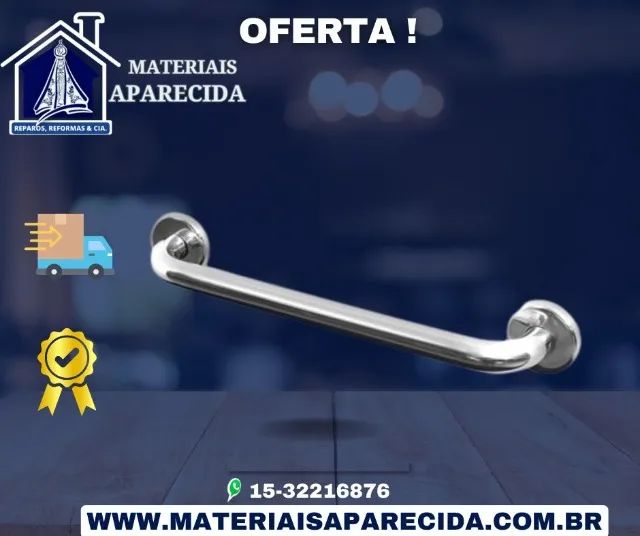 Barra de Apoio Auxiliar Banheiro Cromada 40cm Hidrolar