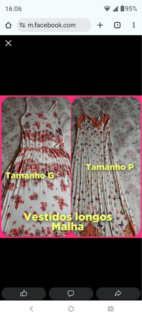Vestidos Longos Malha - Tamanhos G e P