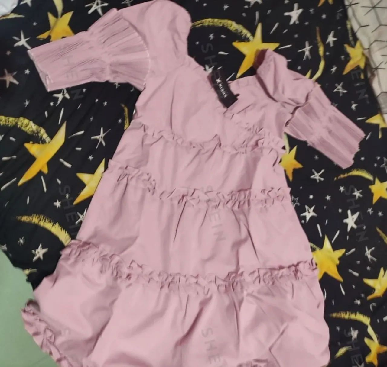 Vestido Rosa com Babados Novo Shein P M - Foto 2