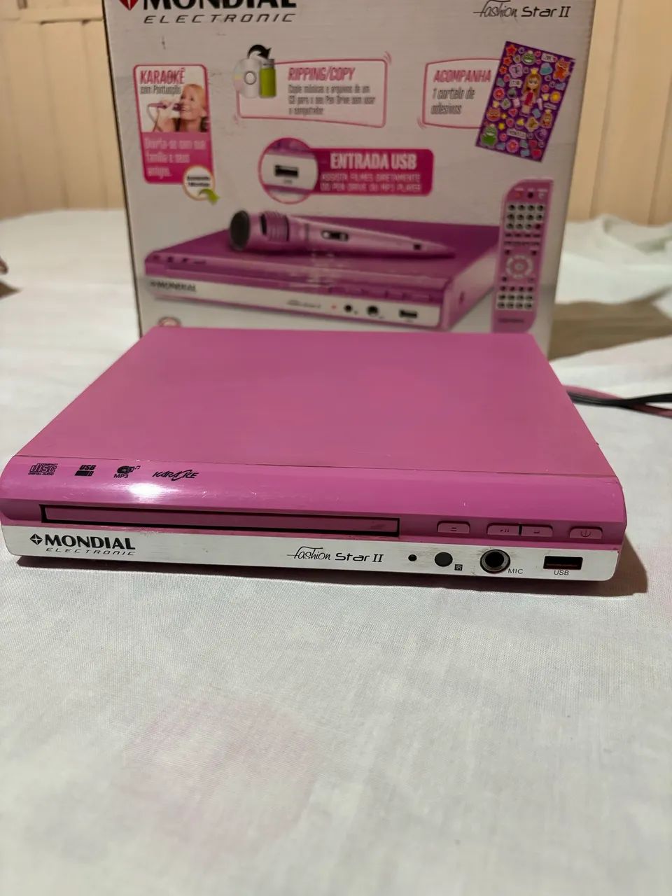 Aparelho DVD rosa com microfone 64167720873473121