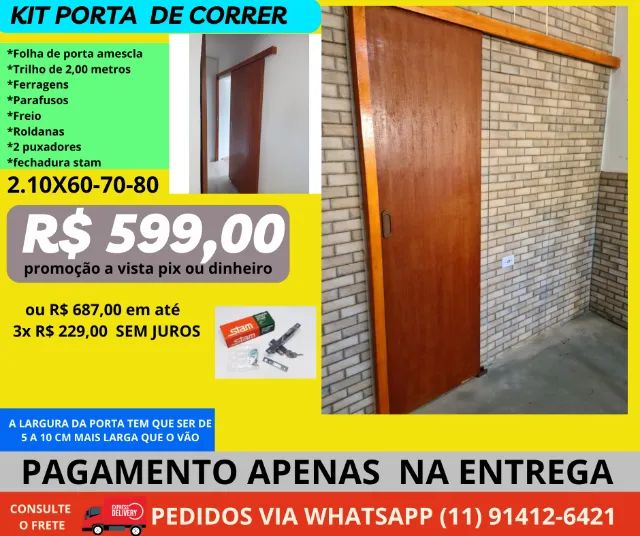 kit porta correr completa mod b584