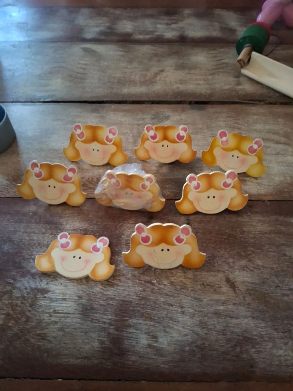 Kit com 8 puxadores de movel armario comoda infantil menina MDF