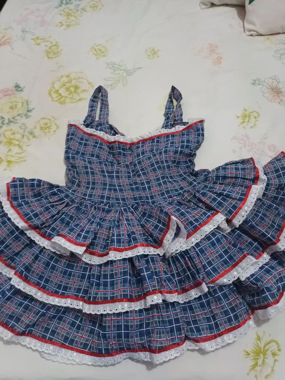 Vestido Xadrez azul com Babados - Foto 4