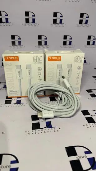 Cabo Tipo C para fonte Tipo C  de 2 metros de comprimento 60W agold