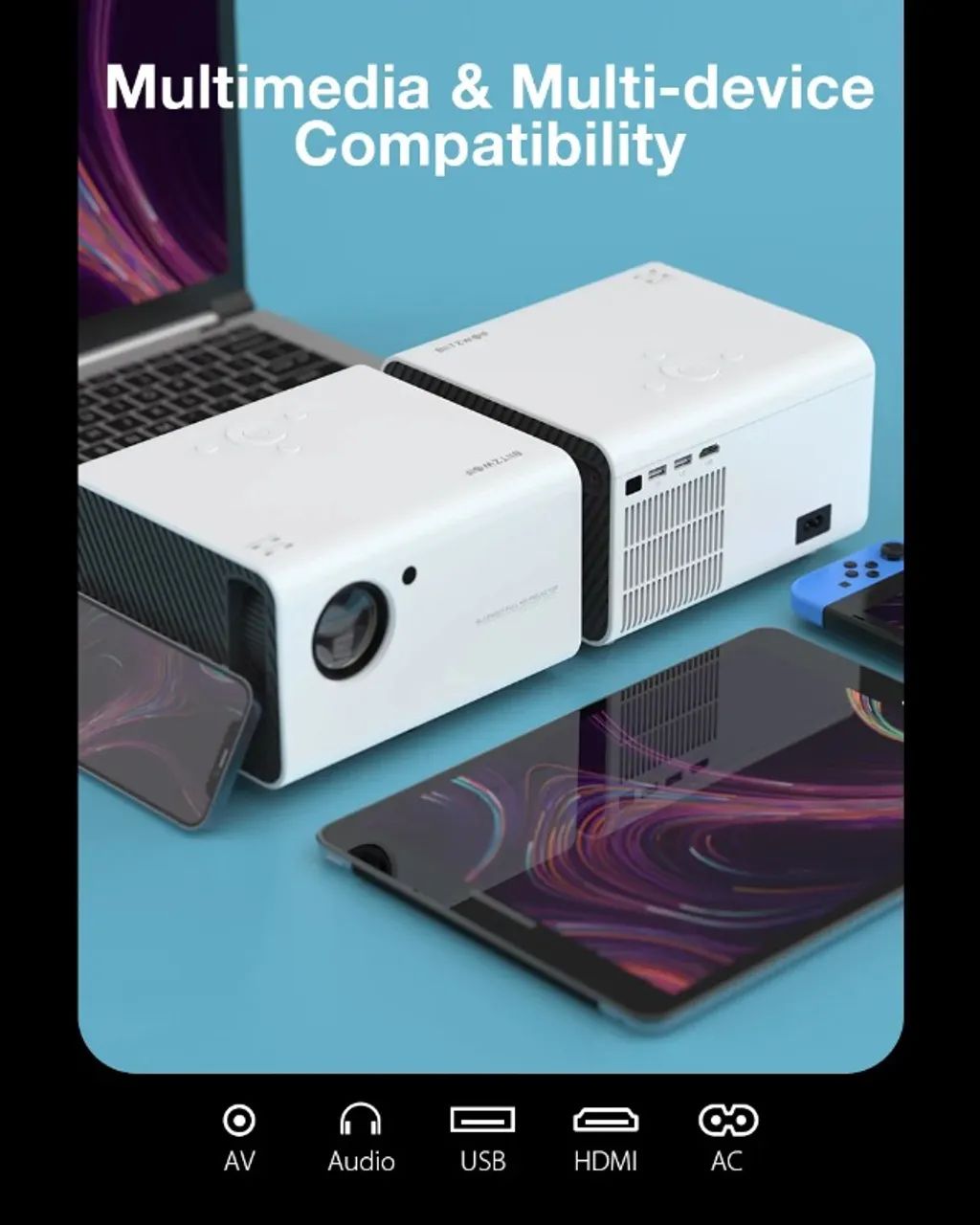 Projetor Blitzwolf Bw-vp14 Wifi 6000 Lumens Fullhd Branco - Foto 2