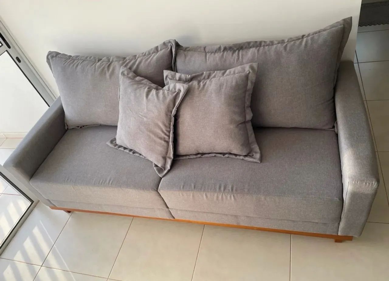 Sofá Linho Cinza 4 Lugares  - Foto 3
