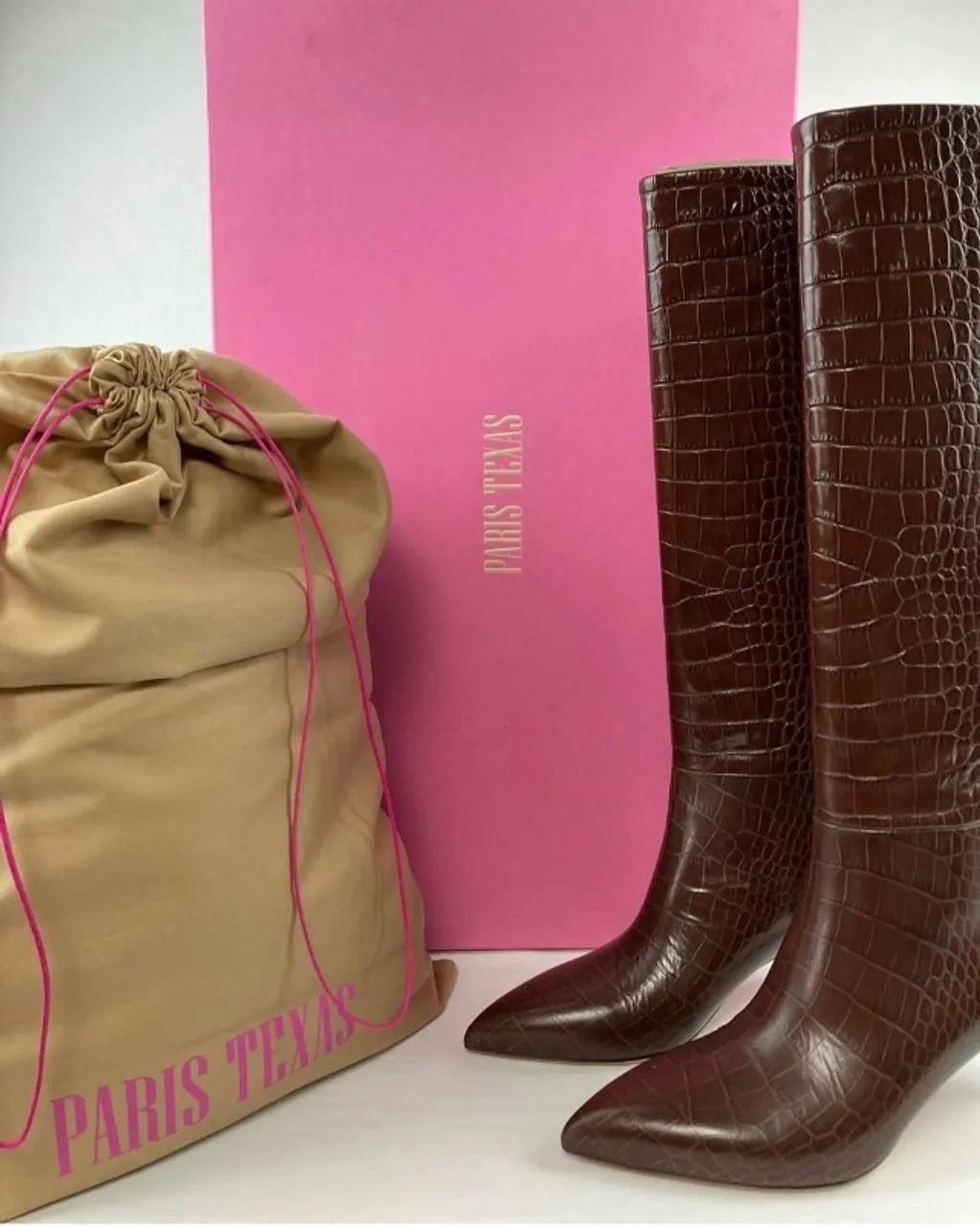 BOTA PARIS TEXAS Xcoco embossed croco stiletto boot - Foto 4
