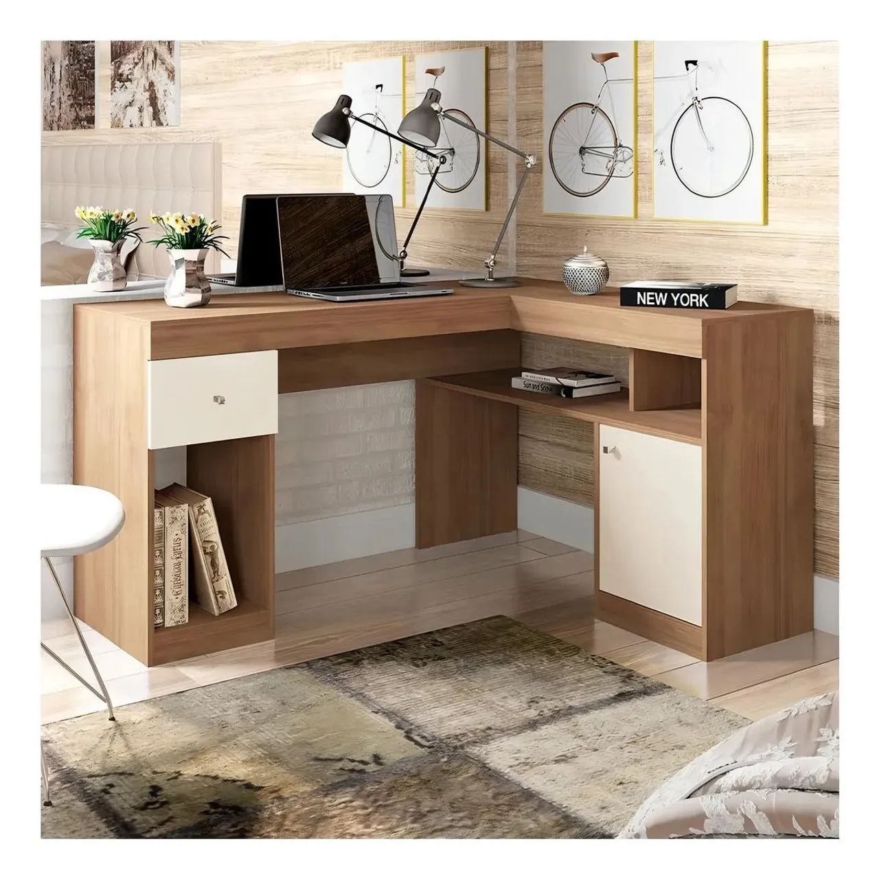 MESA ESCRIVAVINHA NILO EM L - MONTAGEM E ENTREGA GRATIS