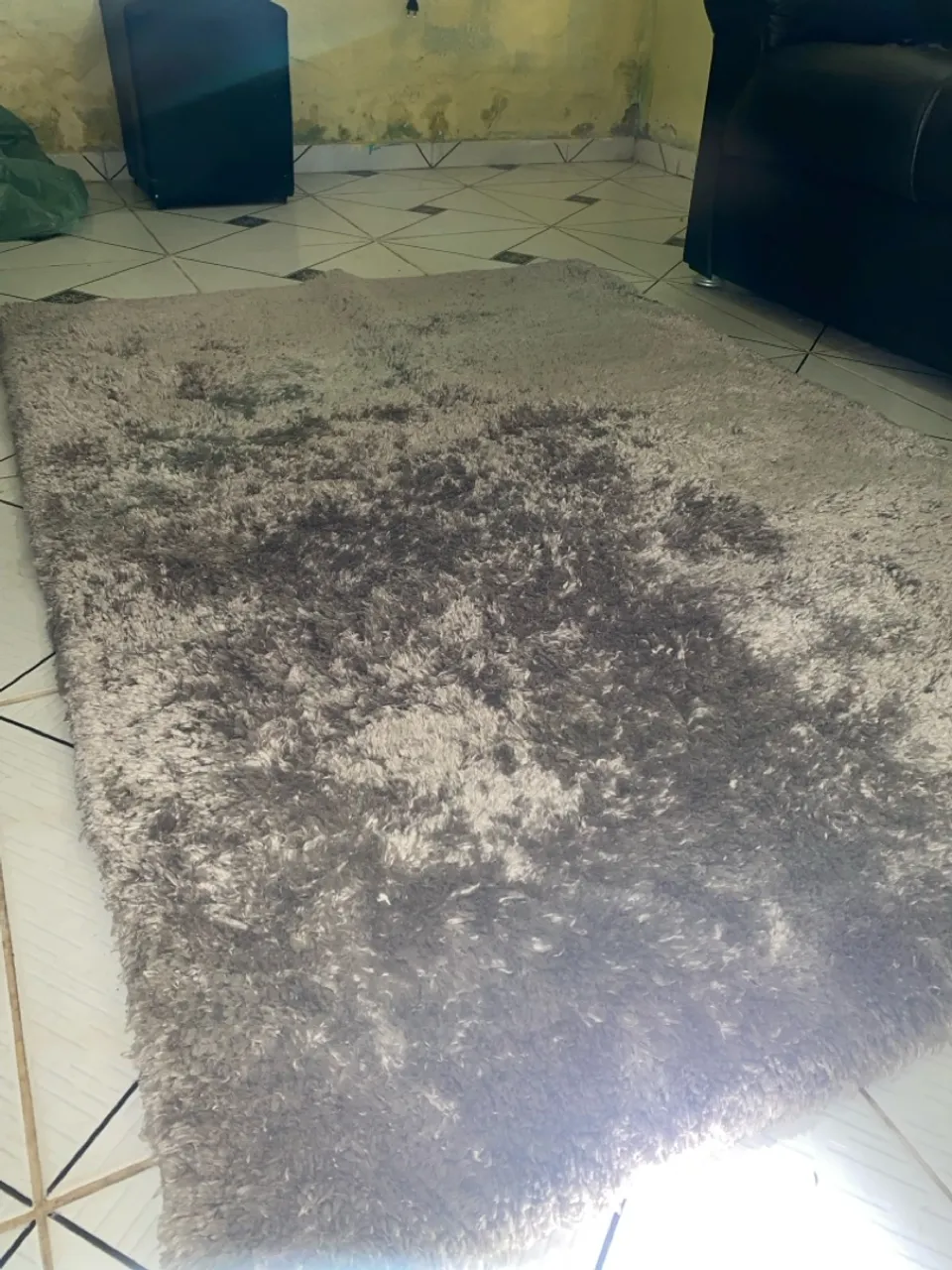 Tapete Cinza Shaggy Peludo