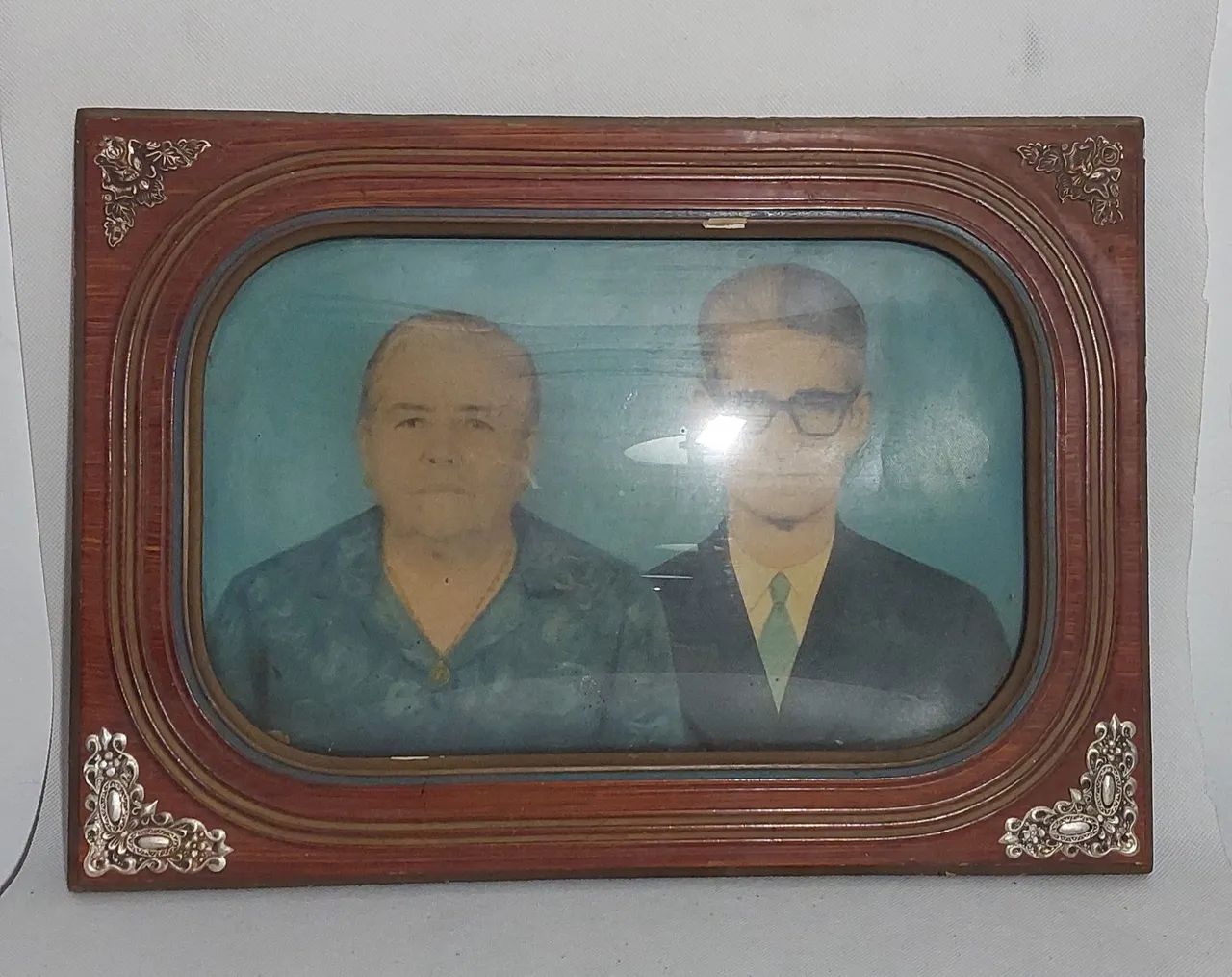 Foto e Moldura Antiga Vidro Bombê