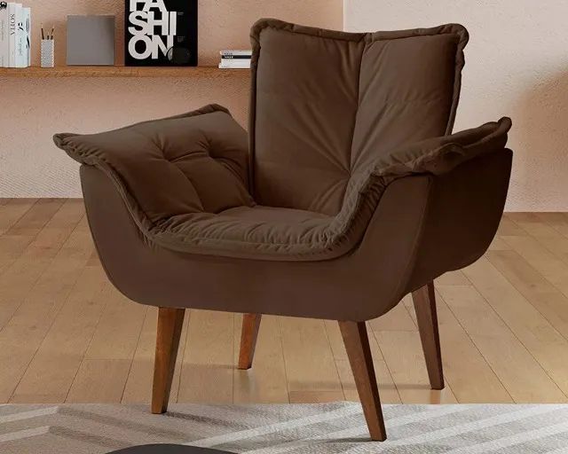 Poltrona Decorativa Para Sala Júpiter Na Cor Marrom