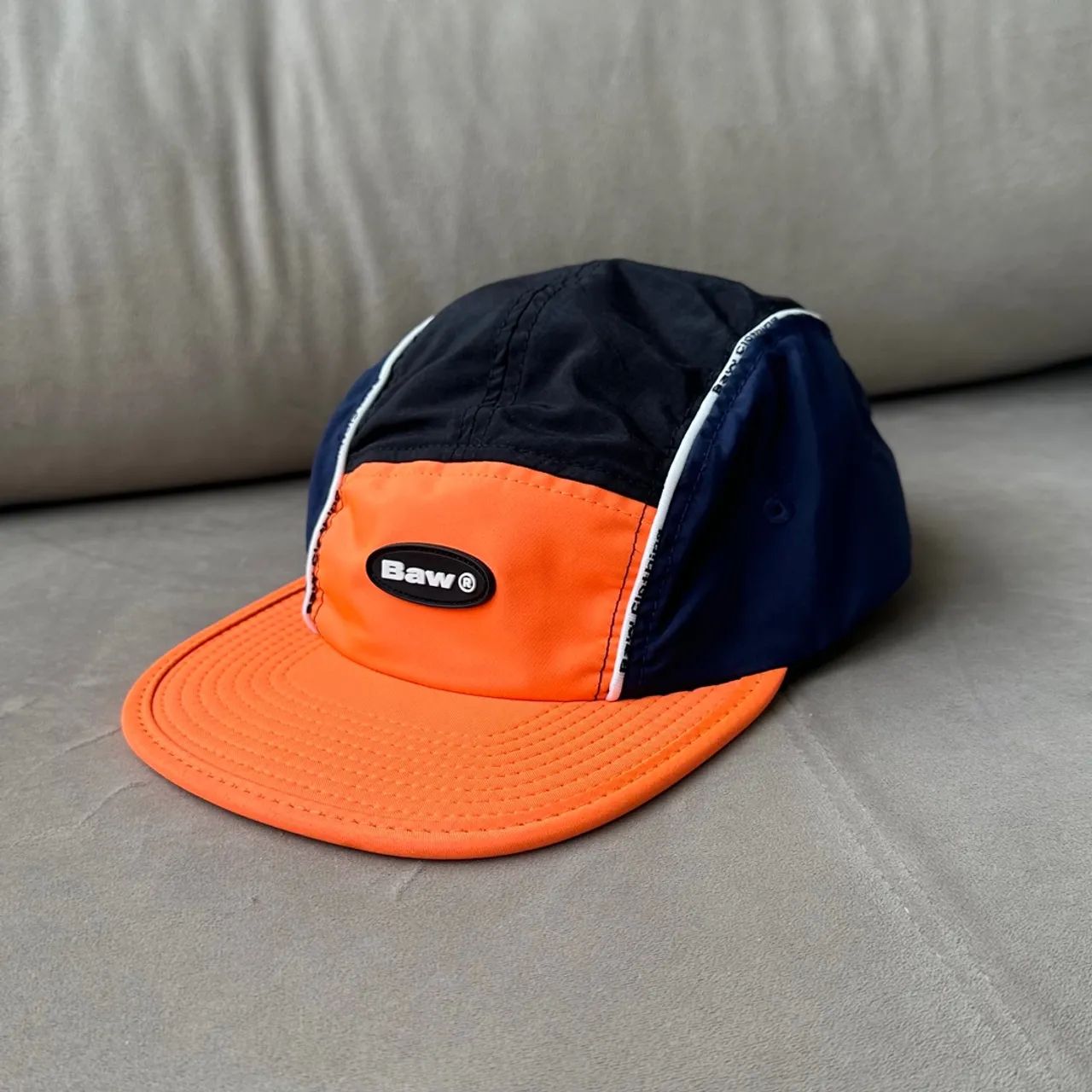 Boné 5 Five Panel Elipse Baw Clothing Laranja Preto e Azul Original - Foto 2