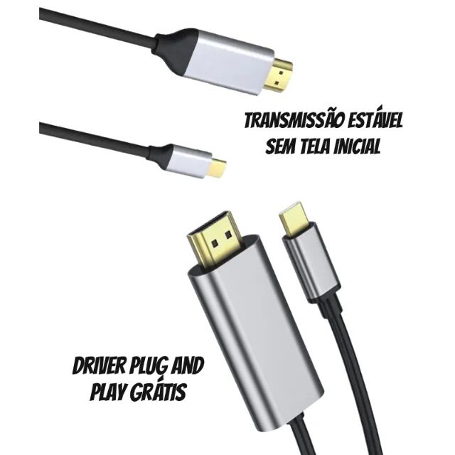 Cabo TIPO C X HDMI , 1.8m com base metálica e ponta banhada a ouro - Foto 2