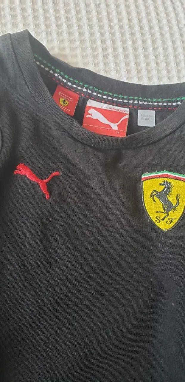 Conjunto infantil camisa Puma Ferrari e Bermuda jeans da Mania Kids Número 2. - Foto 2