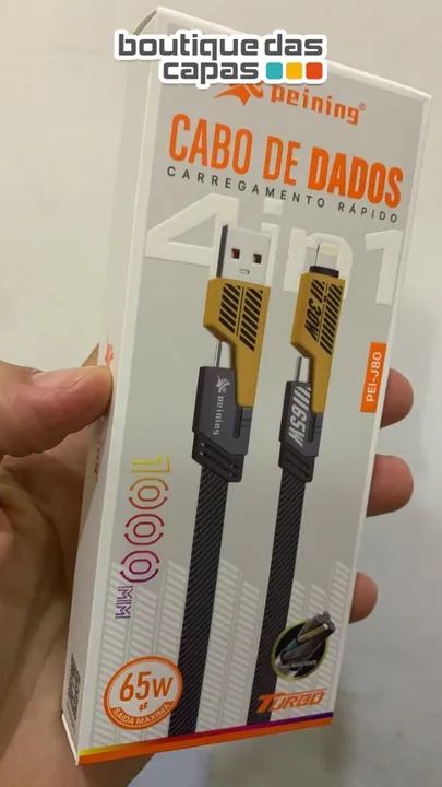 Cabo Usb Turbo 65w 4 Em 1 Tipo C X iPhone TIPOC X TIPO C 1,2m TURBO PEI-J80 - Foto 4