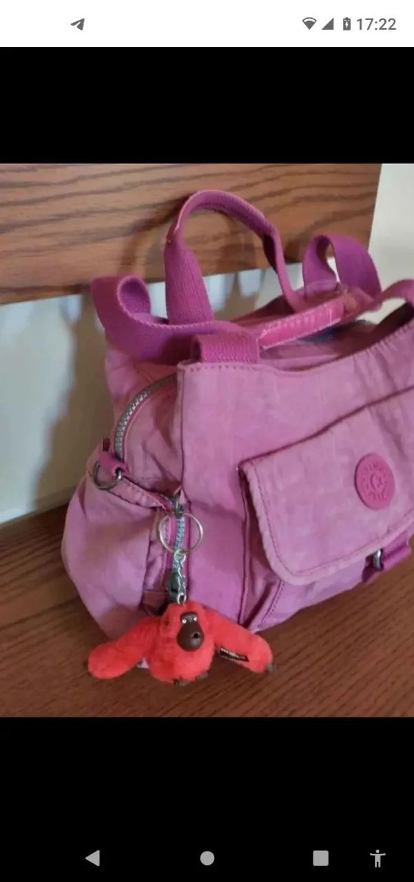 Bolsa Kipling Rosa com Chaveiro Macaco