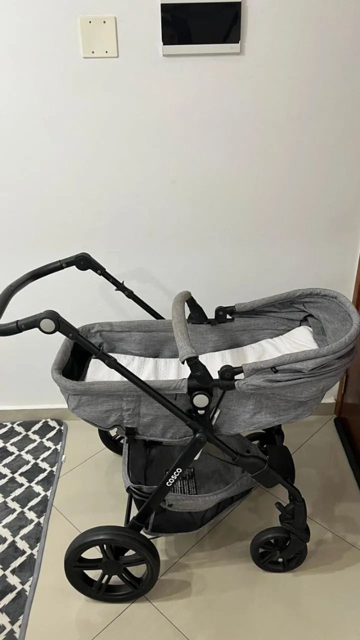 Carrinho Travel System Poppy Cinza Cosco + colchonete p carrinho/moisés Fibrasca (BRINDE) - Foto 4