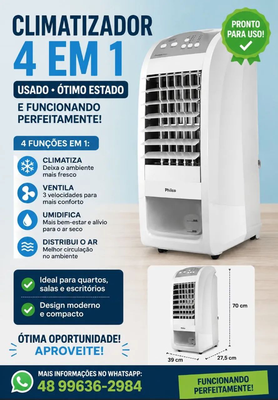 Climatizador de ar 4 em 1 