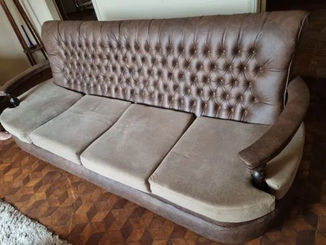Jogo de sofa + 2 poltronas Vintage Capitonê anos 70 - Luxo Rustico e Reliquia