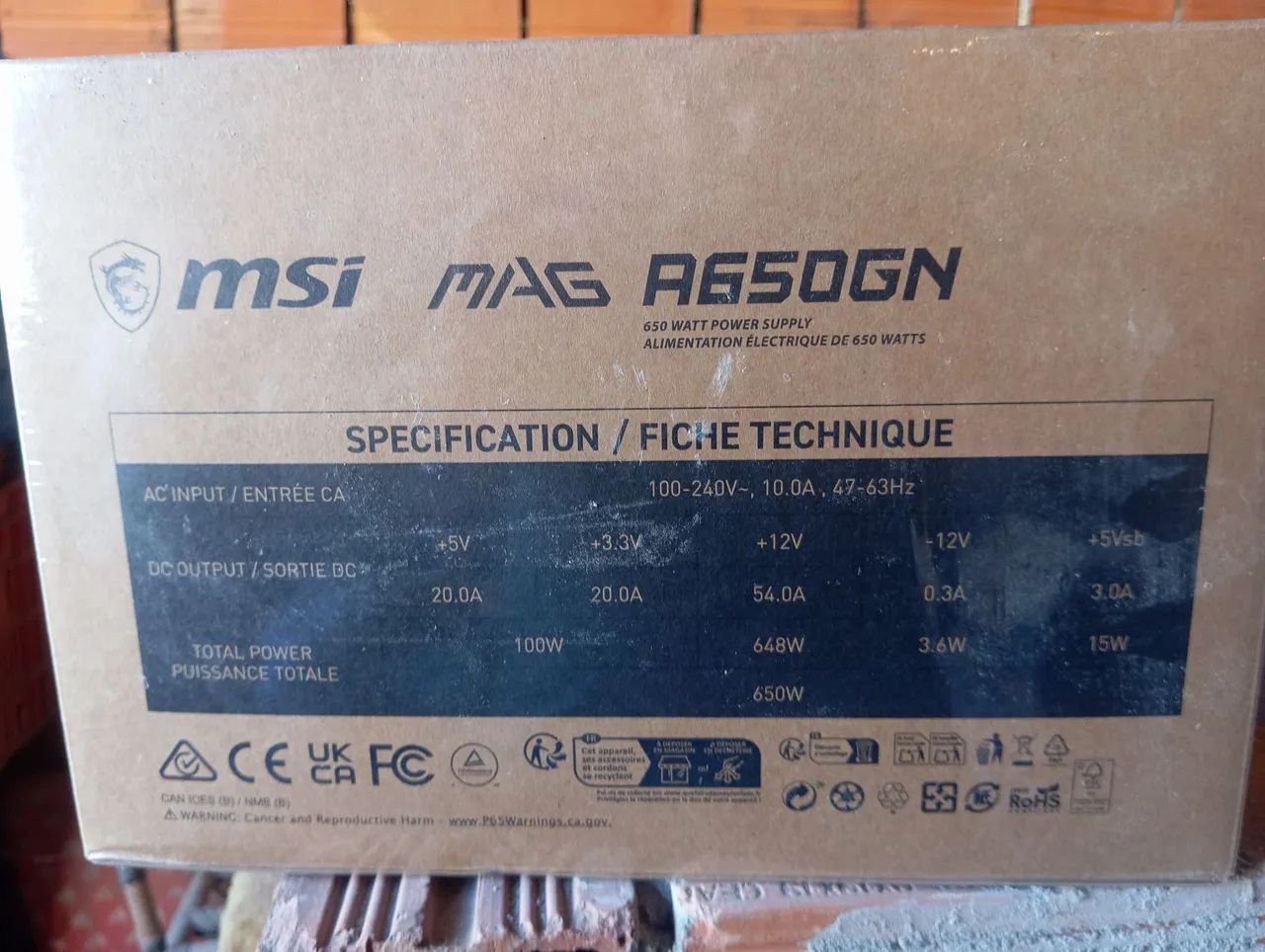 FONTE MSI MAG 650w