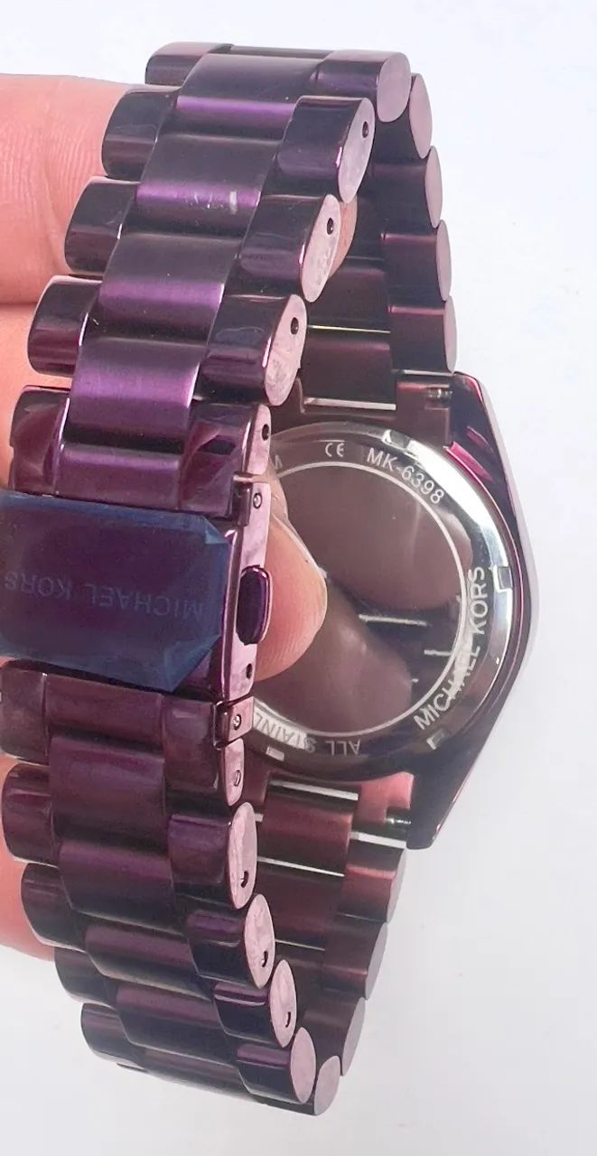 Relogio Mk Feminino Roxo Metálico  - Foto 3