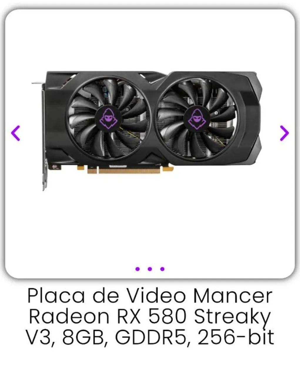 Placa de Vídeo RX580 2048sp