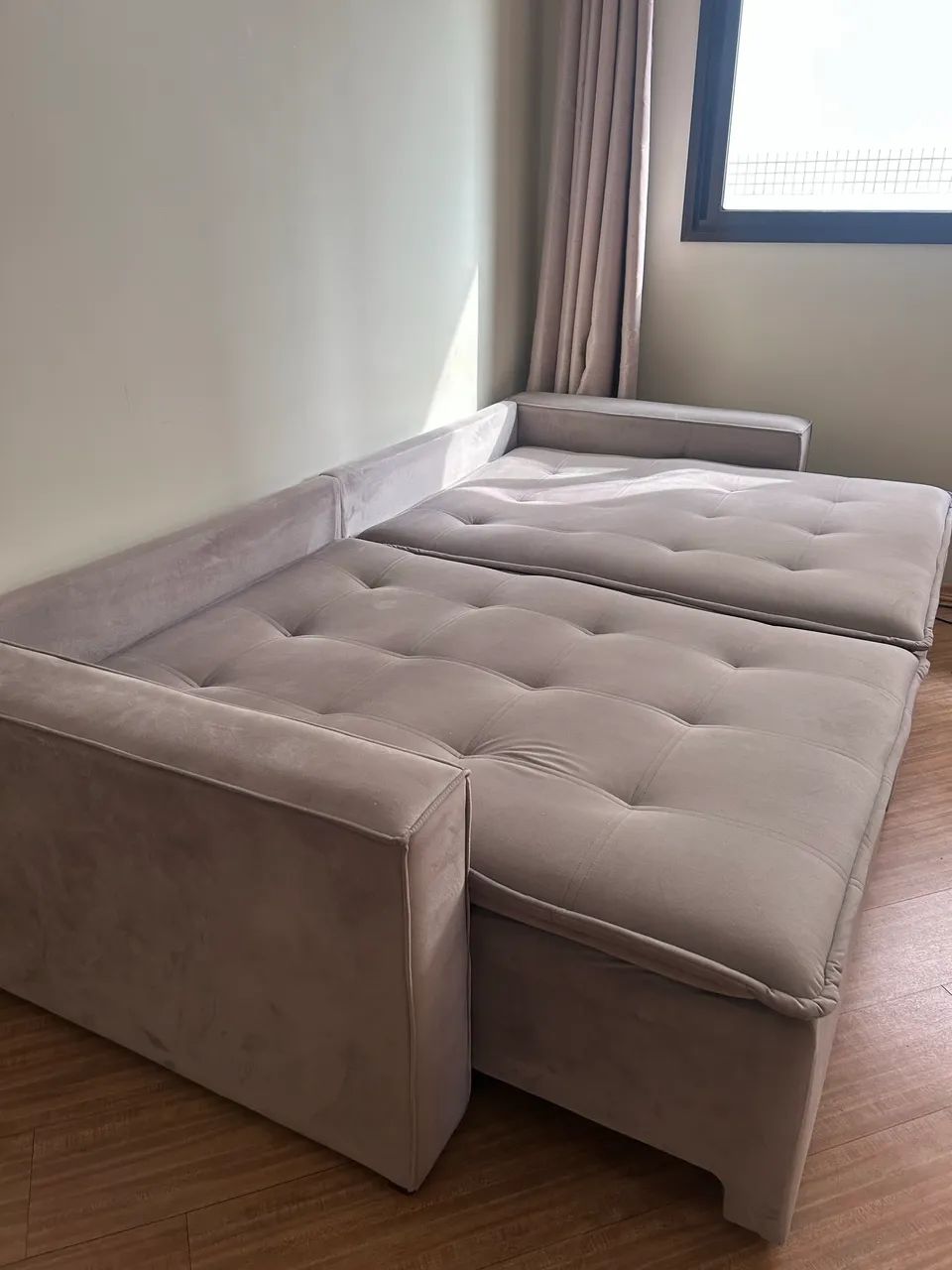 Sofá-Cama Suede Cinza 4 Lugares - 2,30m - Foto 3
