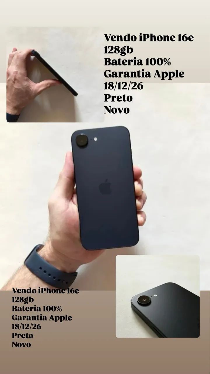 iPhone 16e 128gb com garantia Apple e bateria 100%