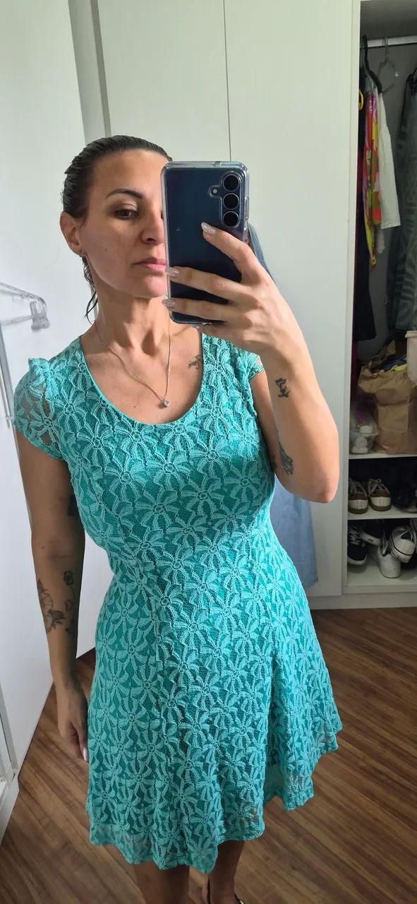 Vestido verde renda - Foto 2