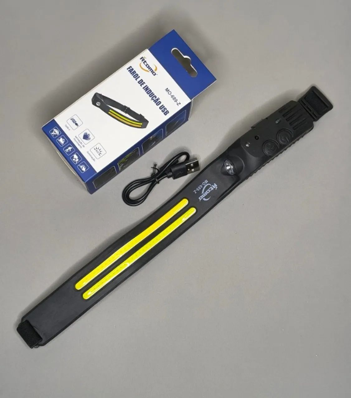 Lanterna de Cabeça LED com Sensor de Movimento USB Recarregável 400LM - Pronta Entrega