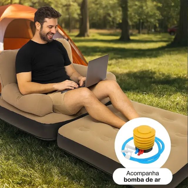 Sofa Cama Inflavel 5 Em 1 Dobravel Poltrona De Luxo Casa - Foto 3