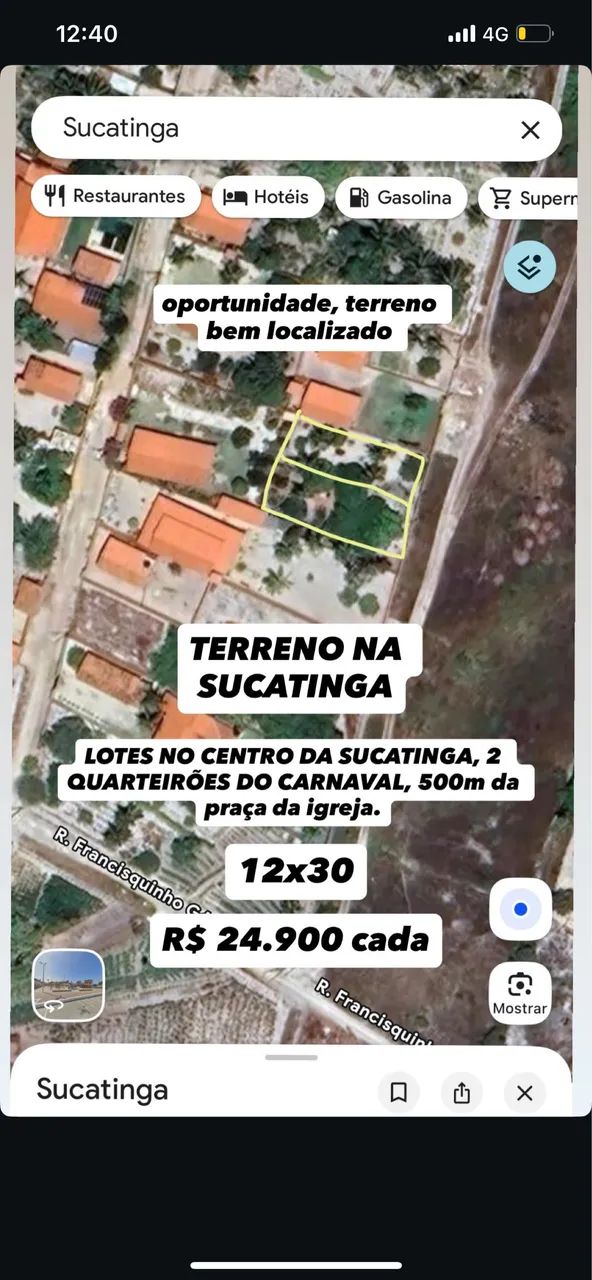 TERRENO CENTRO SUCATINGA