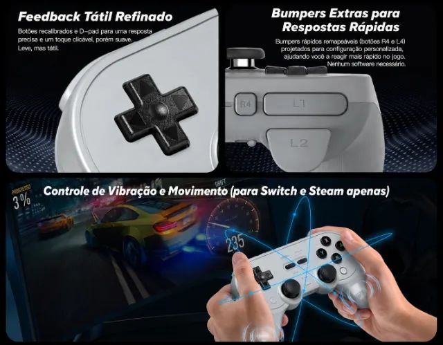 [LACRADO] 8BitDo Pro 3 - Switch/Switch 2, PC, android R$339  · Em estoque - Foto 4