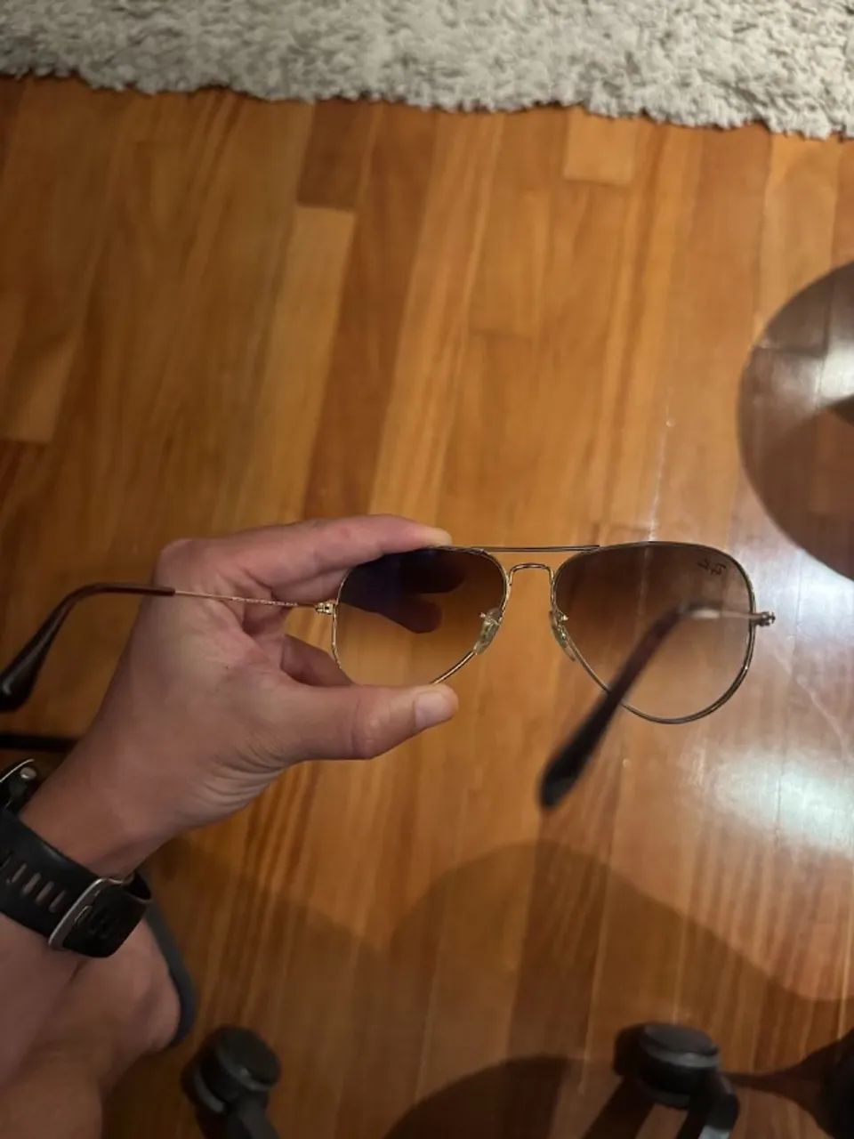Ray-Ban Aviador Dourado e Marrom Original - Foto 4