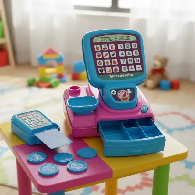 Brinquedo Mercadinho Educativo Com Balança E Cartão Infantil - Foto 5