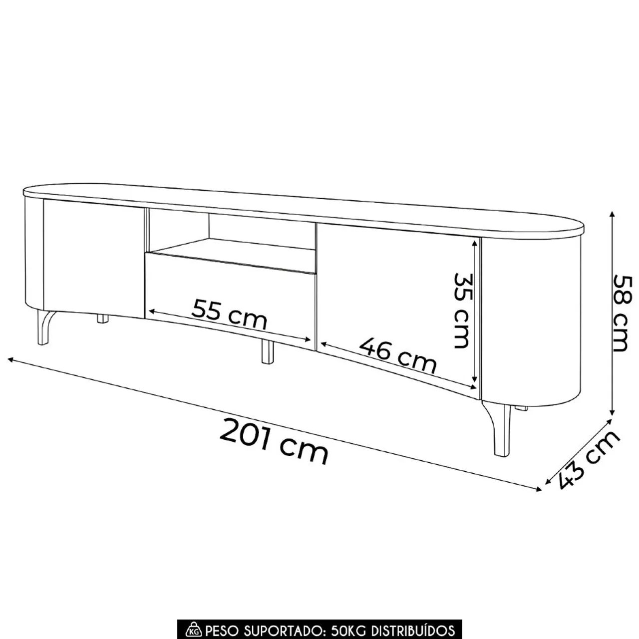 Rack Bancada 2.0 Para Tv até 80 Polegadas Desing Orgânico Pés em Madeira Maciça - Foto 5
