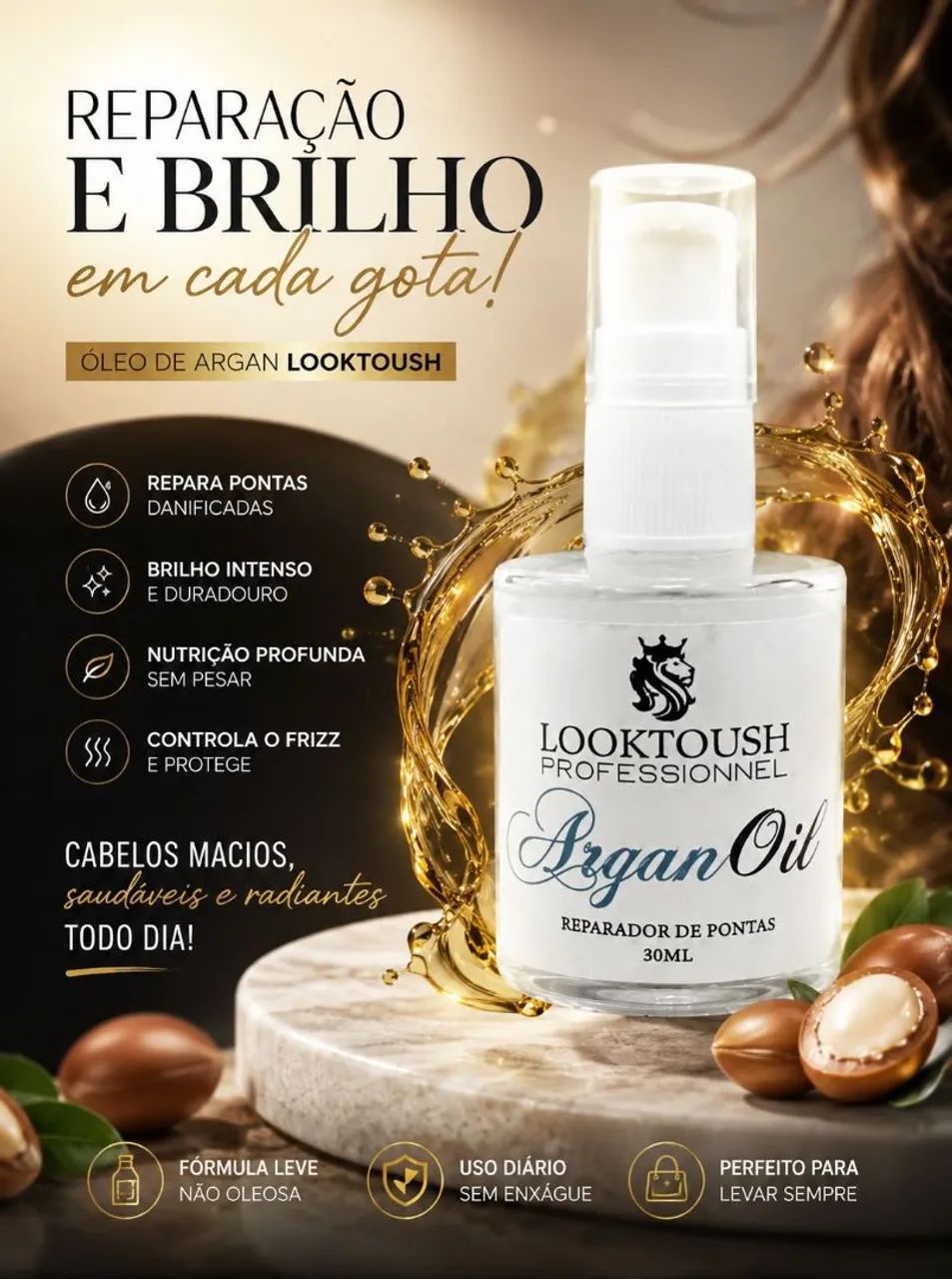 Reparador de pontas argan oil adeus pontas duplas cabelo de salão todos os dias
