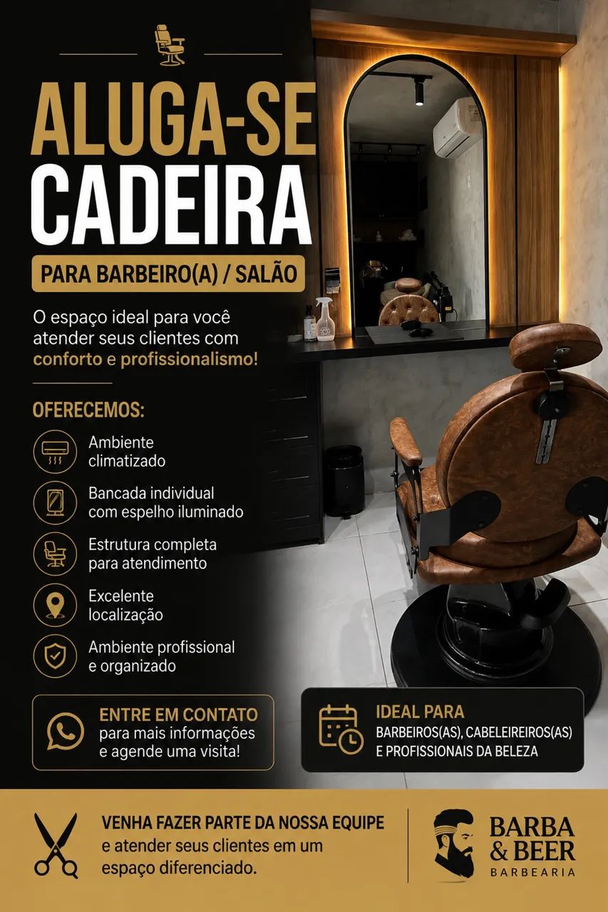 Aluga -se cadeira de Barbeiro ou Cabeleireiro 