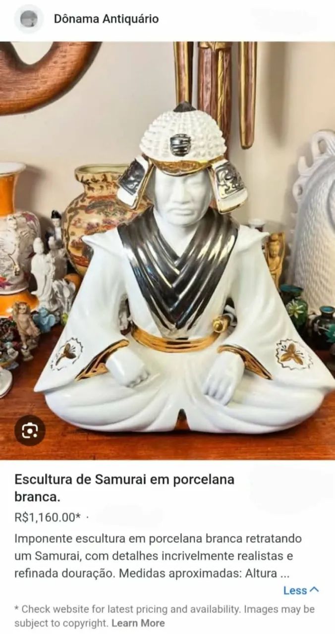 Escultura de samurai  em porcelana  - Foto 4