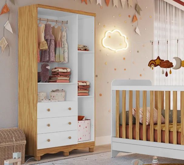 Guarda Roupa Infantil 3 Portas Tedy 100% MDF - Foto 2