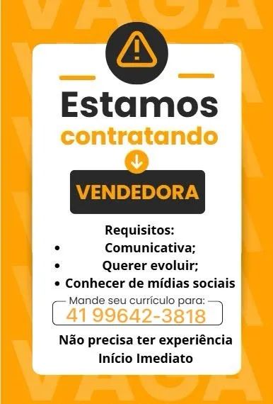 VAGA DE VENDEDORA 
